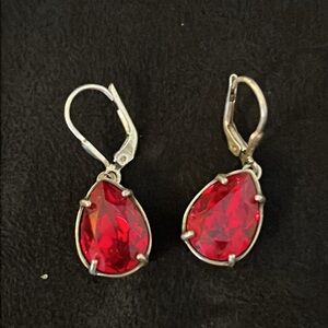 925 Sterling Silver foiled crystal dangle earrings Z